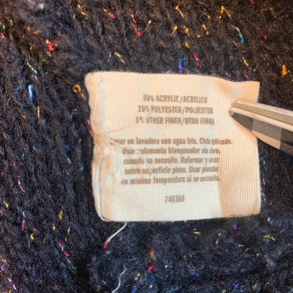 Decree short sleeve cardigan navy blue with rainbow threads womens size medium - Picture 7 of 9